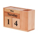 Zuraiq Large Wooden Desk Calendar with Pen Holder, Imported Pest-Proof Material, Lifetime Use