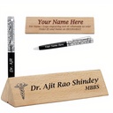 Desk Name Plate with Metal Ball Pen