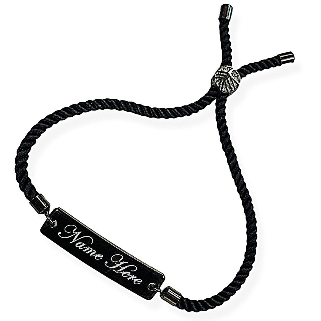 [NAME BRACELET W-] Name Bracelet with Loop Lock, Color : Black