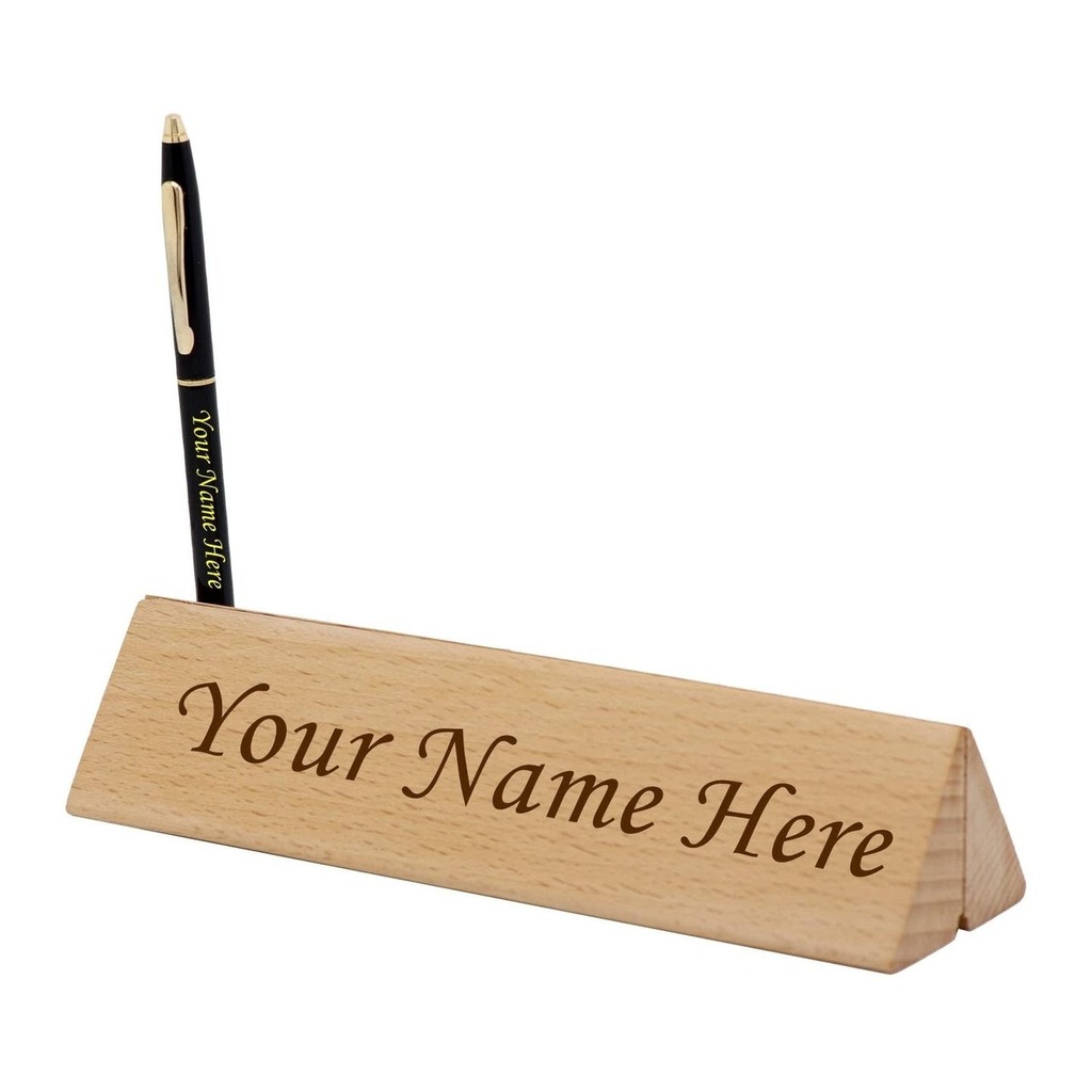 [DESK NAME PLATE-] Desk Name Plate with Slim Metal Pen