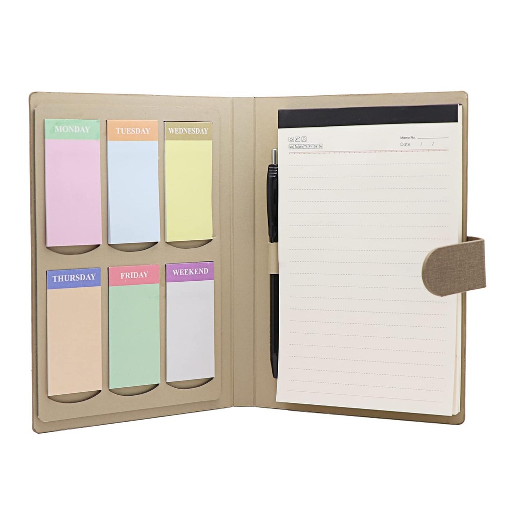 [Brown] Organizer with Sticky Pads & Notepad