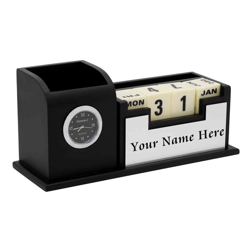 [WOODEN DESK ORG-] Wooden Desk Organizer, Color : Black
