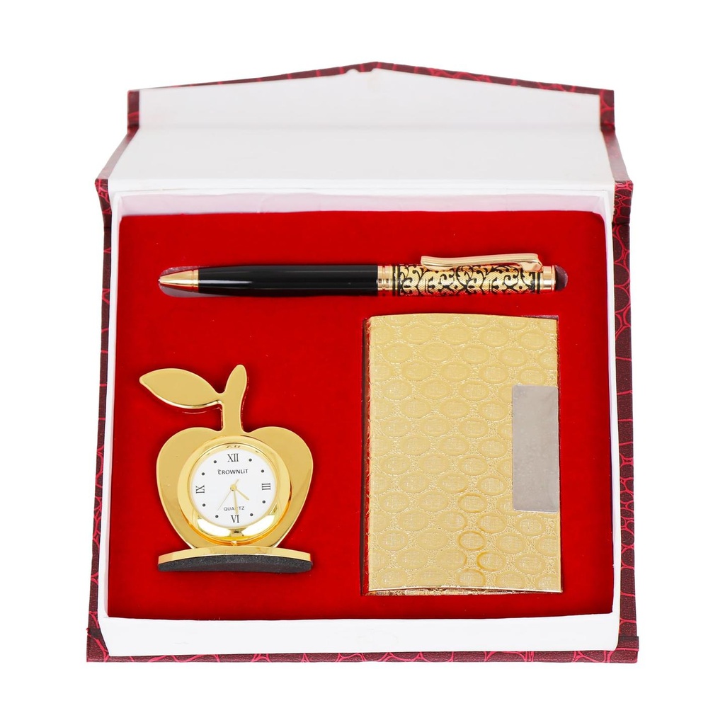 [3IN1GoldenGiftSET] Golden Gift Set (Pen, Cardholder, Table Clock)