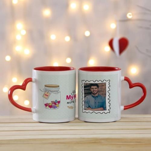 Customised Heart Handle 3 tone Mugs