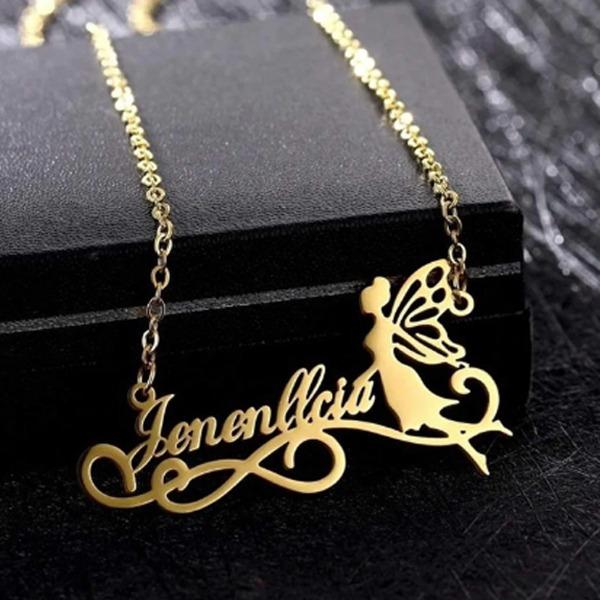 Fairy Angle Name Necklace for Women's and Girls