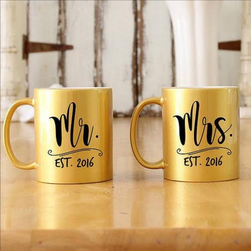 [CUSTOMISED COUP-Color-Gold] Customised Couple Golden Mugs (Gold)