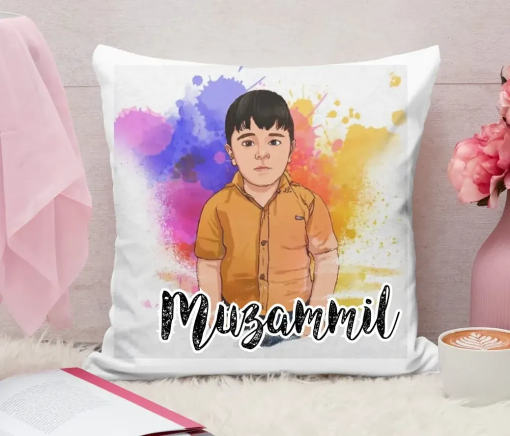 [KIDS CARTOON WI-Size-10x10 Inch,Pattern-Single Side] Kids Cartoon with Name pillow (10x10 Inch, Single Side)