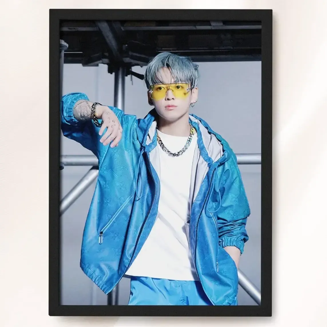 [BTS JUNGKOOK FR-] BTS Jungkook Frame Wall Art for Room Decoration/for Gifting/BTS Merch (Black, 8x12 Inches)