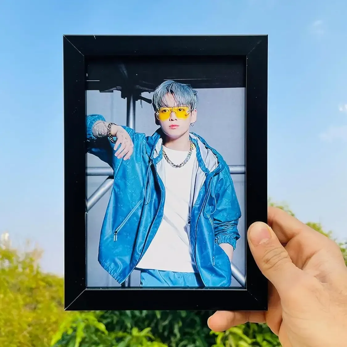 BTS Jungkook Frame Wall Art for Room Decoration/for Gifting/BTS Merch (Black, 5x7 Inches)
