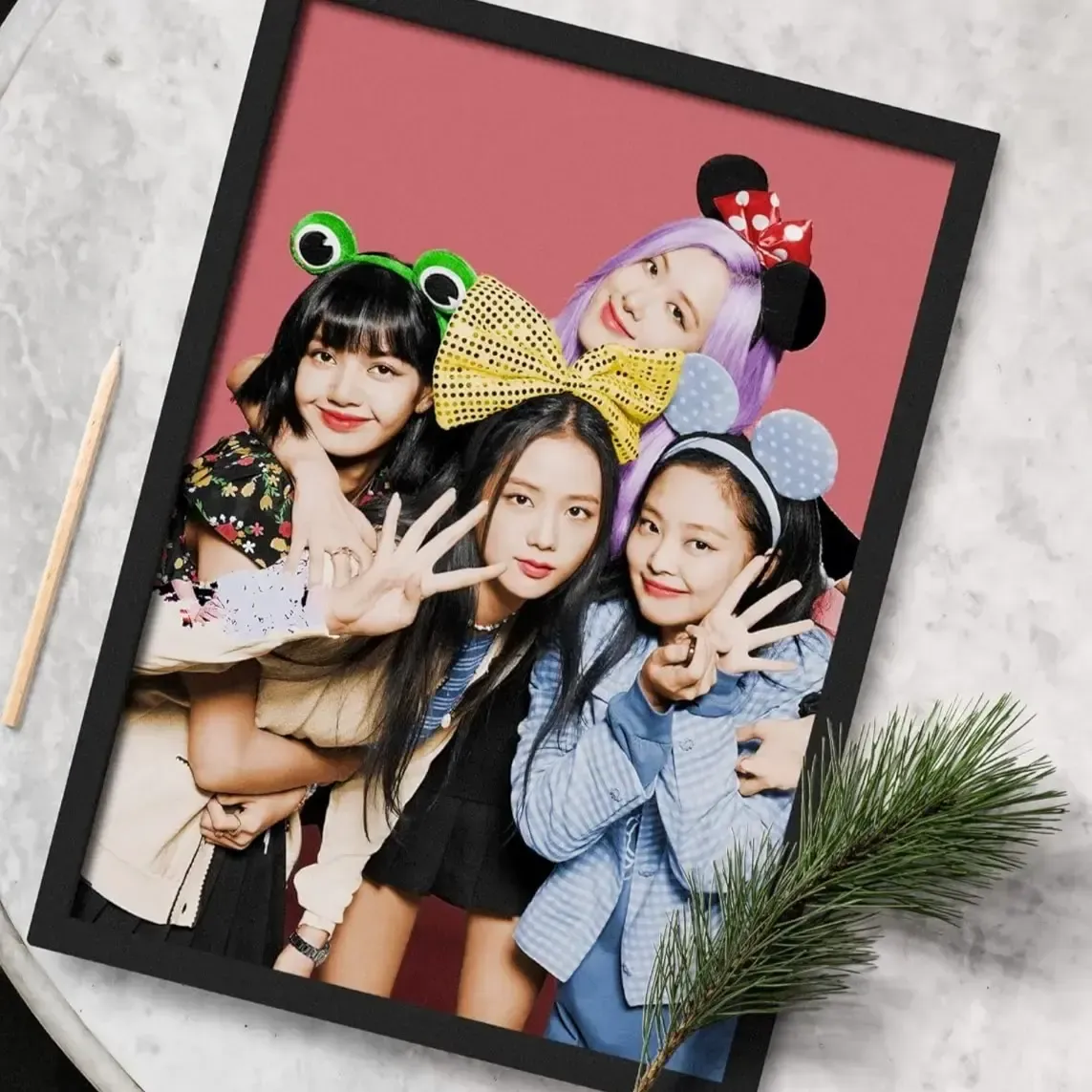 Blackpink Group Photo Framed Poster (8x12 inches) For Blackpink Fans/Room Decor/Gifting/BLINKS/Aesthetic Wall Art