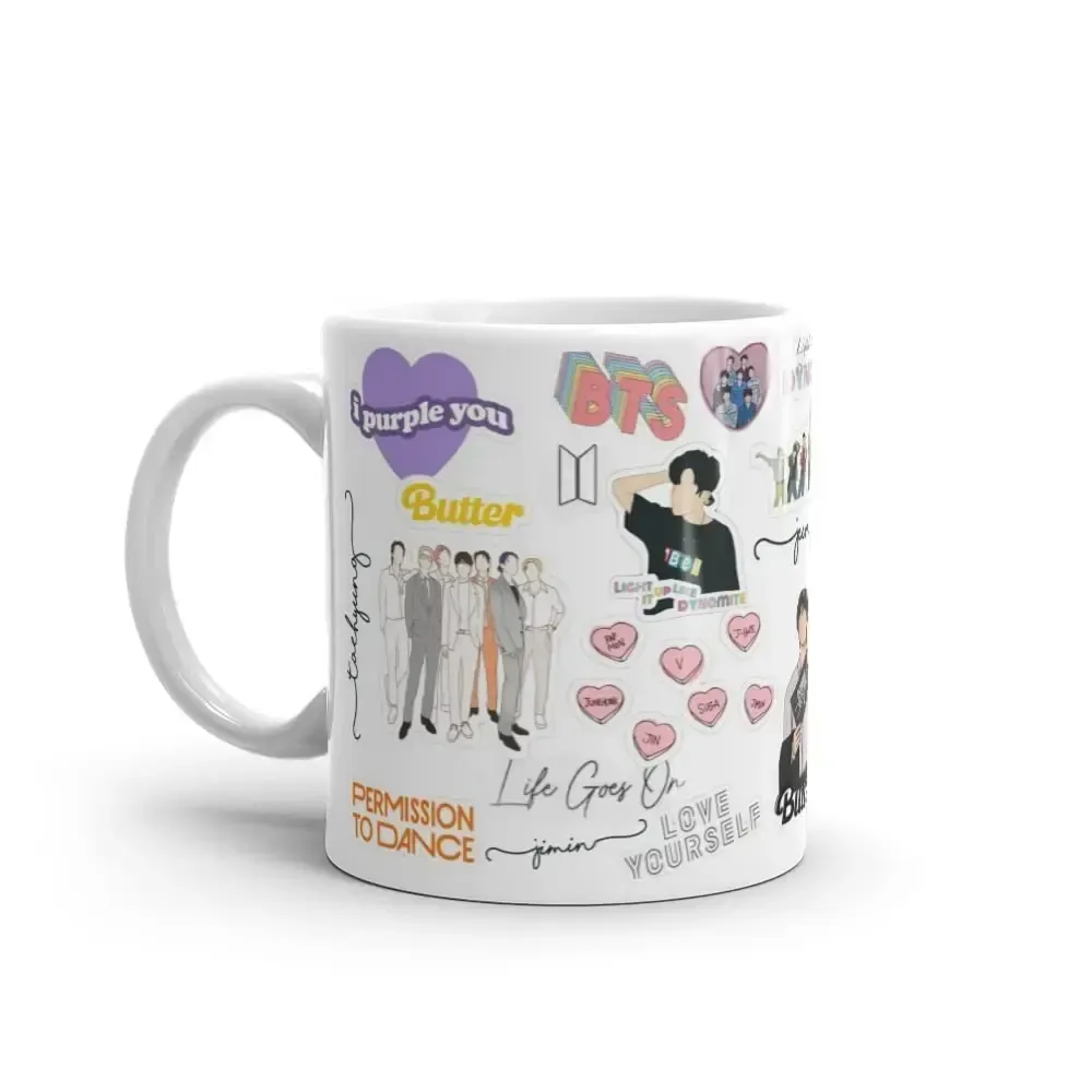 Bts music band Premium Ceramic Coffee and Tea Gift Mug (White) (White, Round Handle)