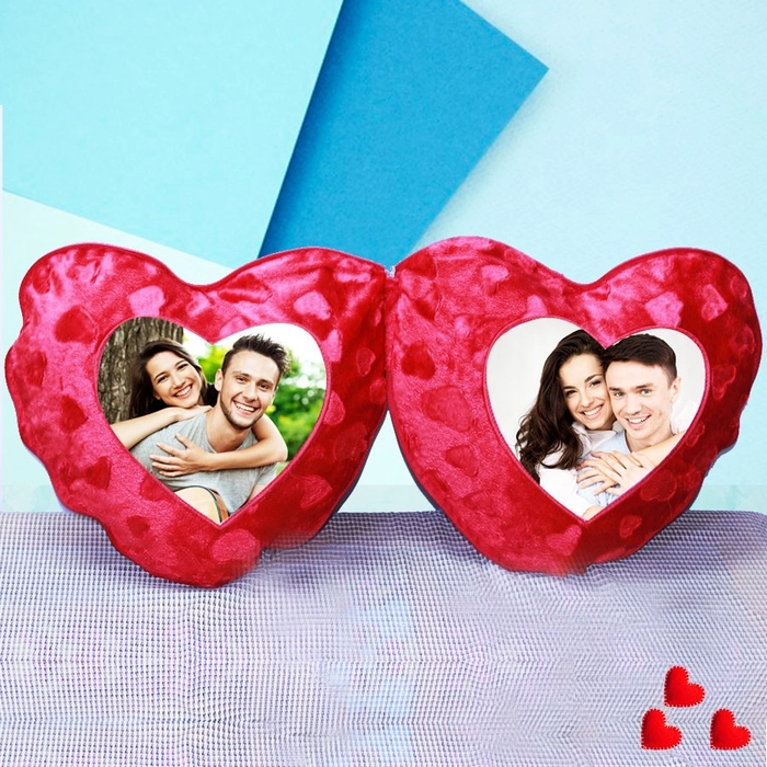 Customised Rose Pattle Double Heart Pillow