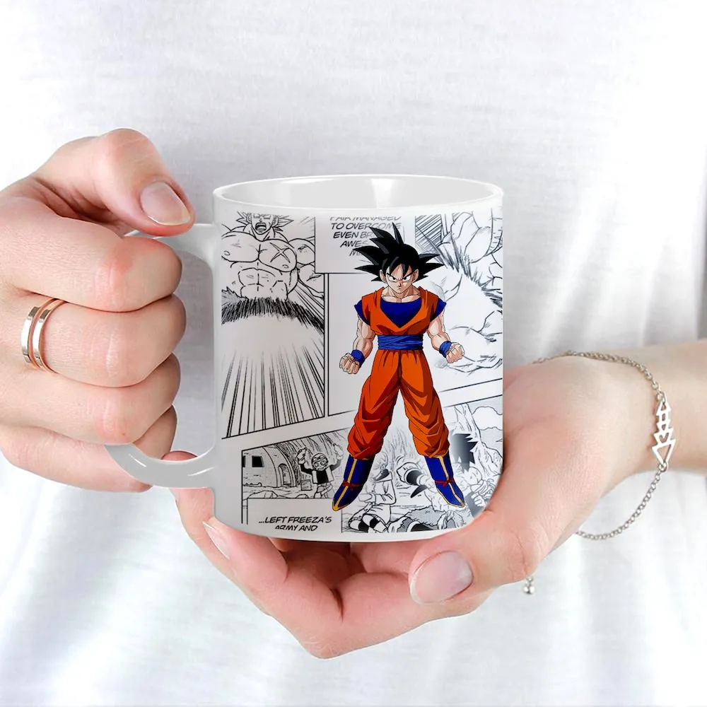 Stylish Goku Hero Mug (Round Handle, White)