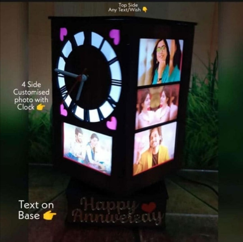 Rectangle Rotating Lamp With Clock