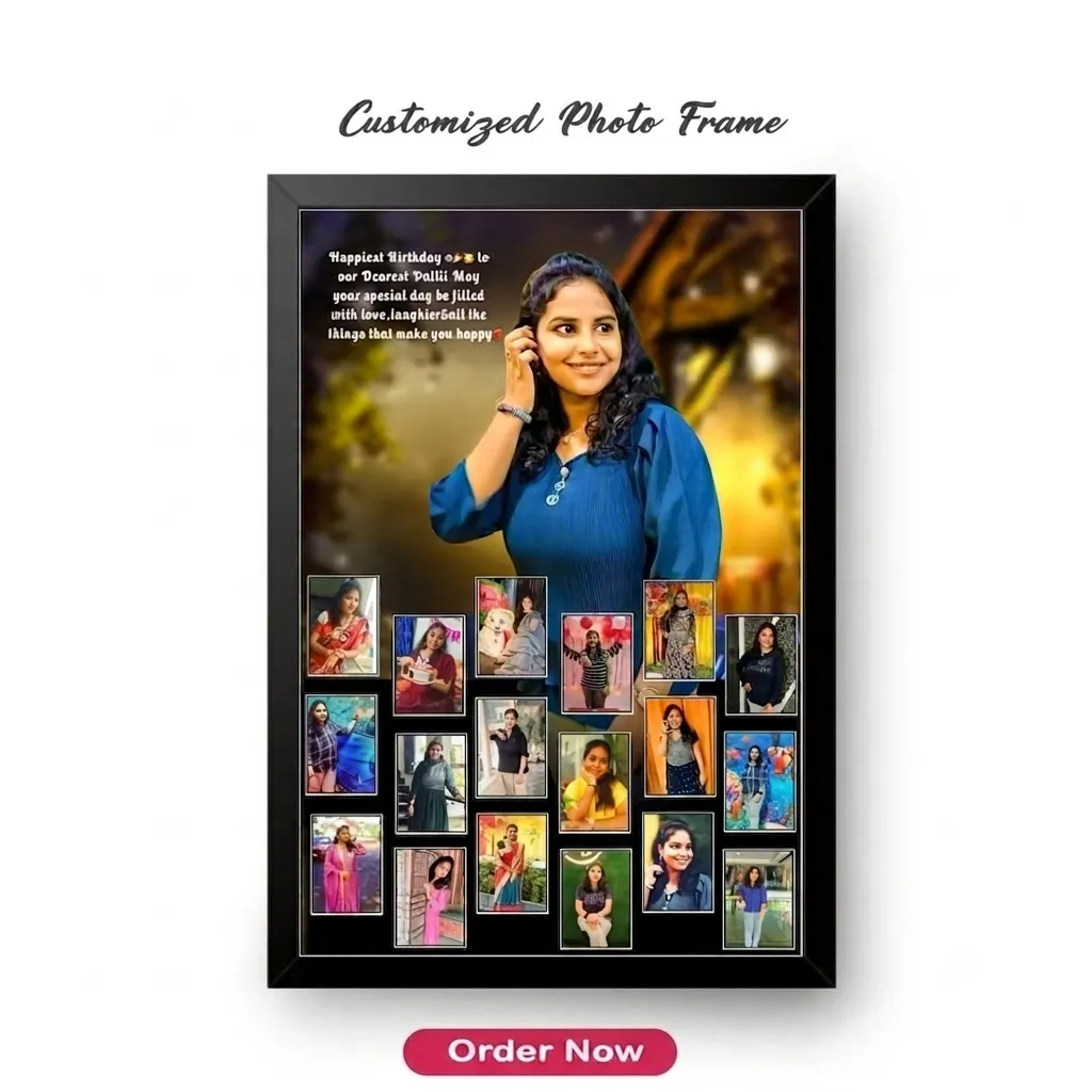 Customised Collage Photo Frames (1 Big,18 Small photos) with Message