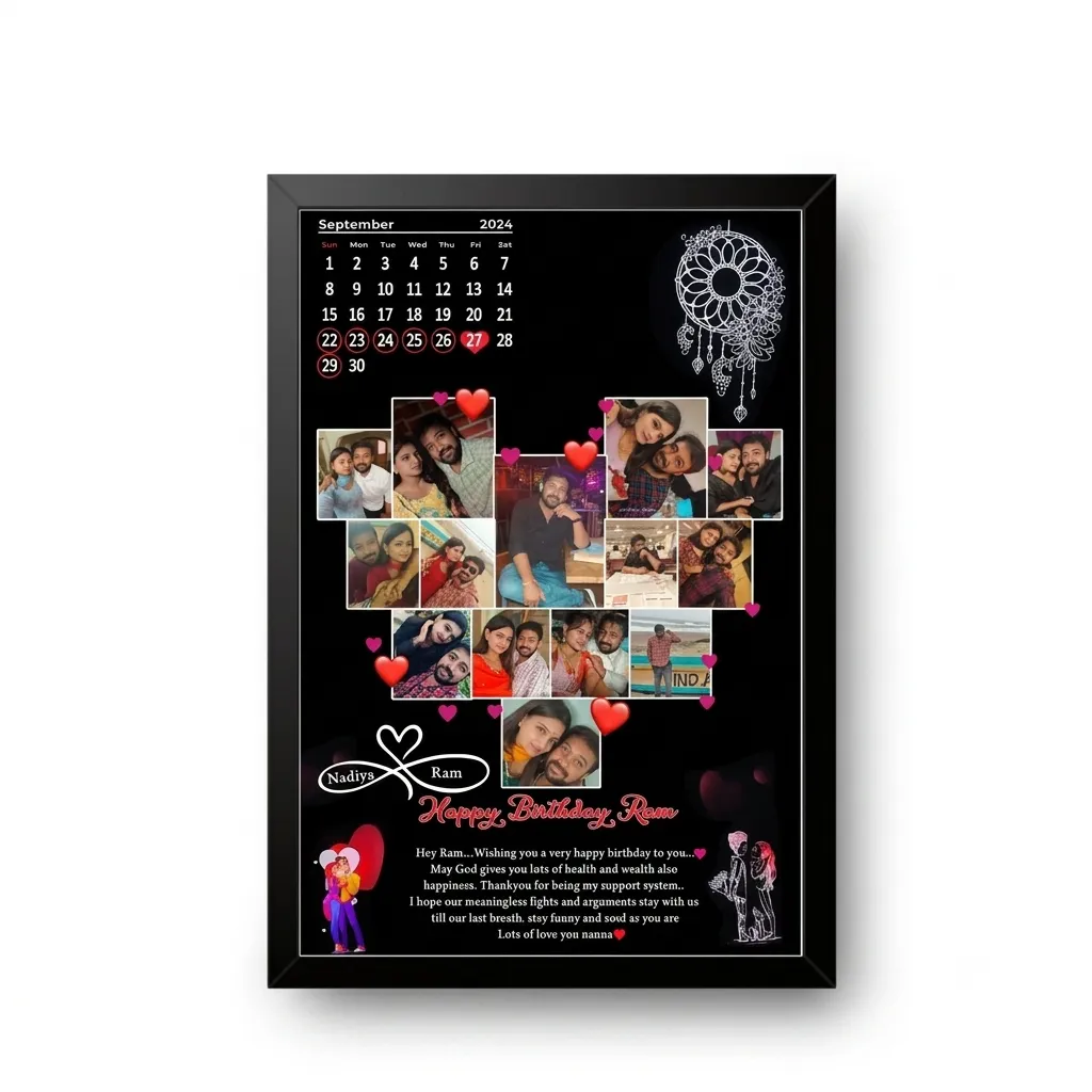 Customised Calendar Dreamcatcher Photo Frames (14 Photos) with Message