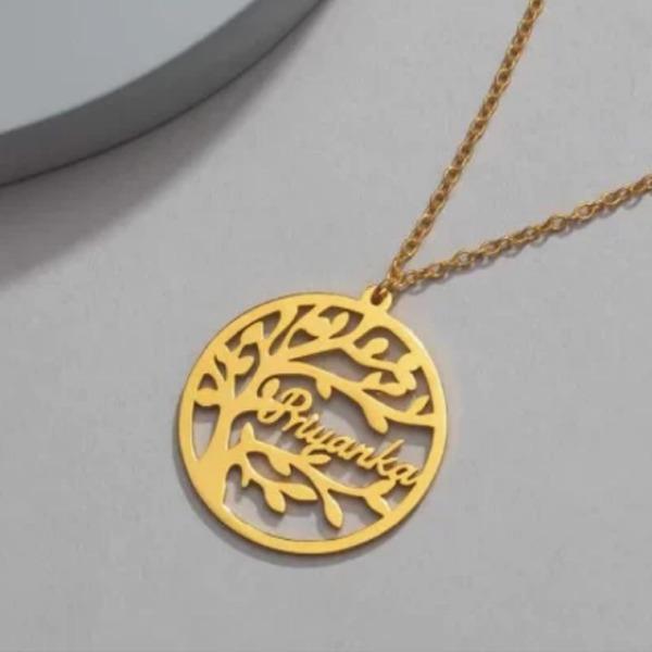 [TREE DESIGN NAM-] Tree Design Name Necklace for Women's and Girls