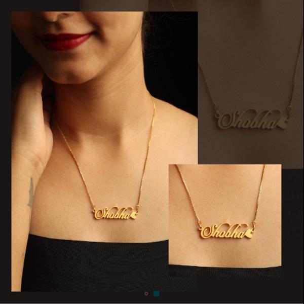 Candle script Heart Style Name Necklace