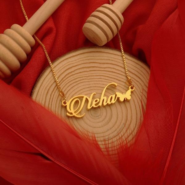 Butterfly Style Name Necklace for Women's and Girls