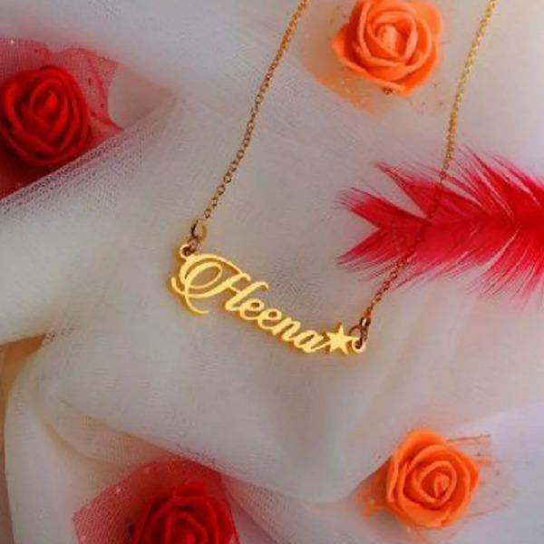 [STAR DESIGN NAM-] Star Design Name Necklace for Women's and Girls