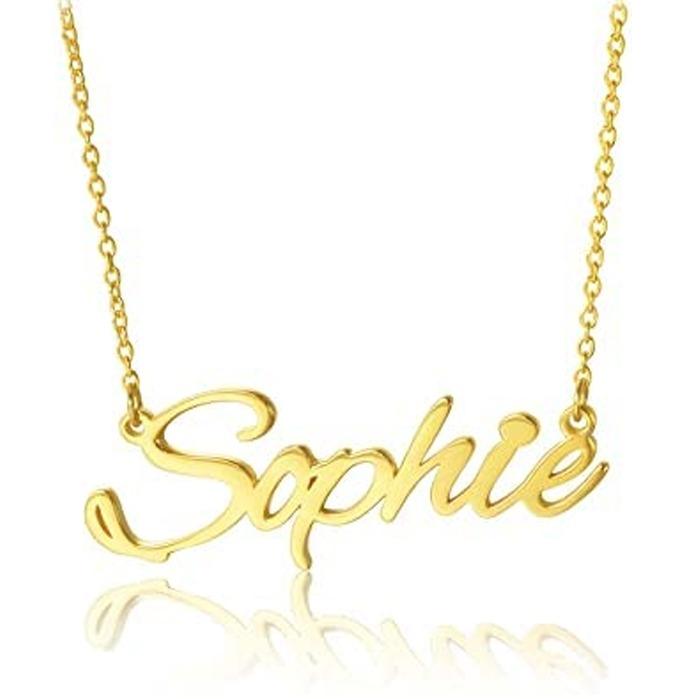 [PERSONALIZED CU-] Personalized Customized Name Necklace Brass Pendant gold-plated for Women and Girls