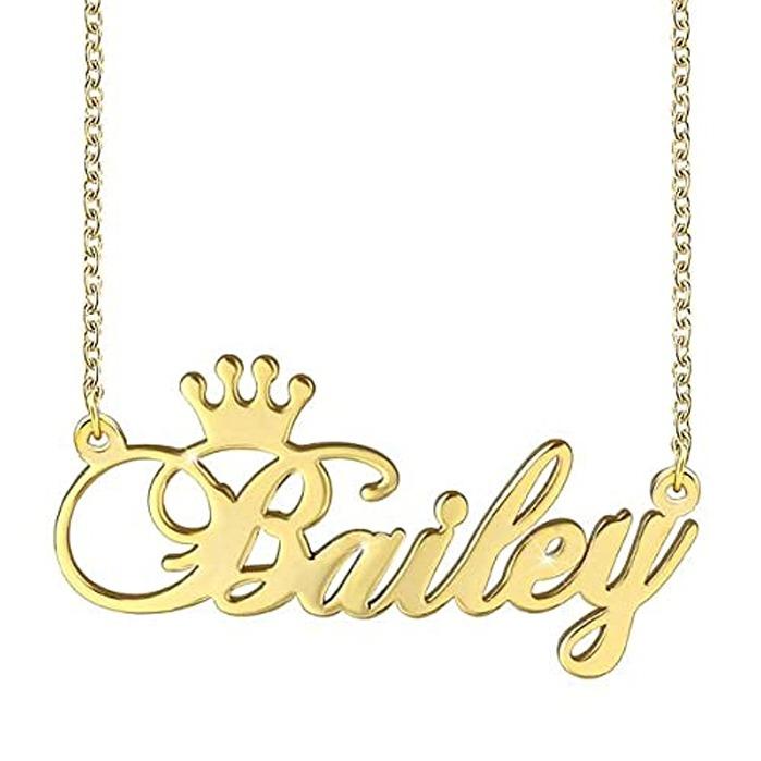 [PERSONALIZED CU-] Personalized Customized Name Necklace Brass Pendant gold-plated for Women and Girls Design 115