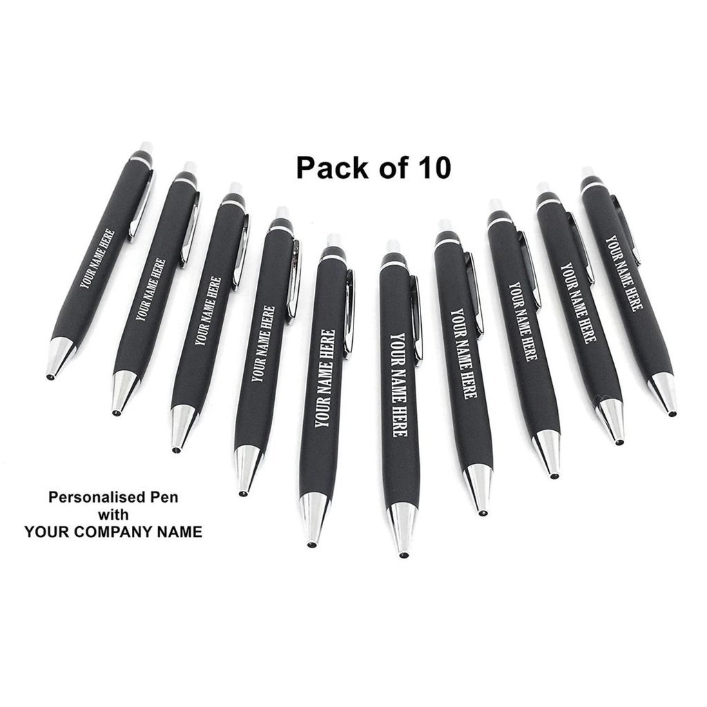 Personalised Pen with Your Company Name Printed (Black) - Pack of 10