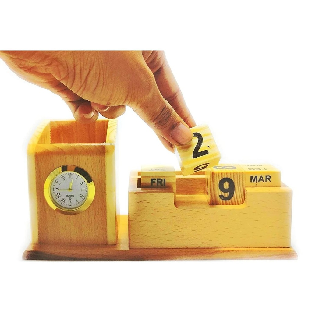 Desk Table Organizer (19 cm x 10 cm x 7 cm, Brown)