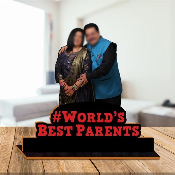 [WOODEN PHOTO ST-] Wooden Photo Standy with Message (World Best Parents)