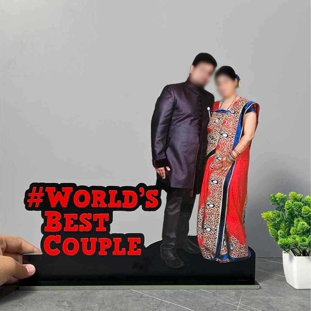 Wooden Photo Standy with Message (World Best Couple)