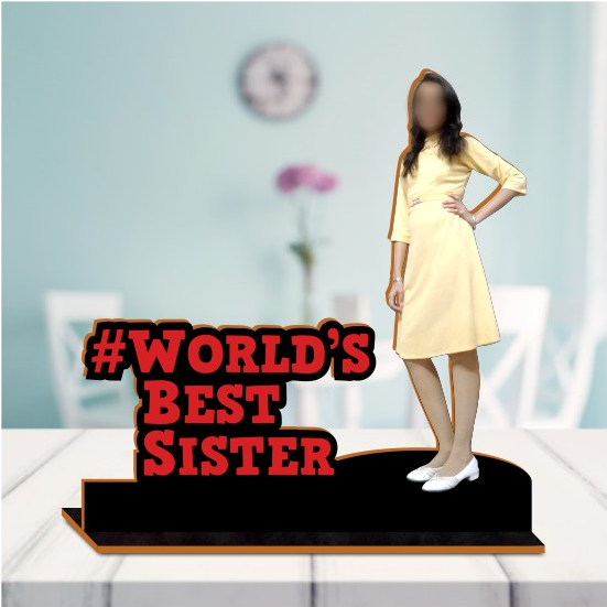 Wooden Photo Standy with Message (World Best Sister)