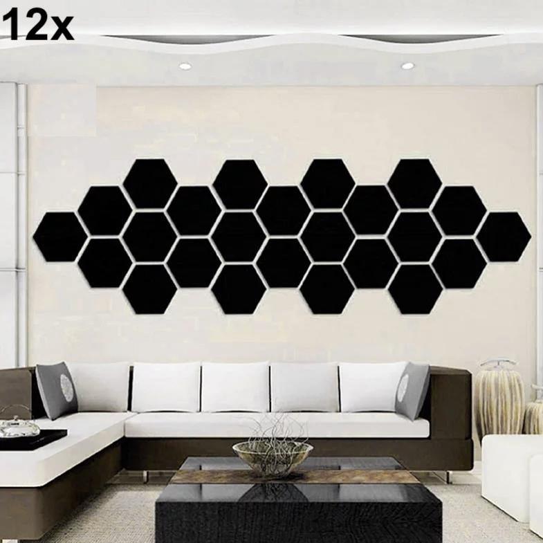 [hex_black] 12x Acrylic Hexagon wall decor(Black) - Wall Decoration