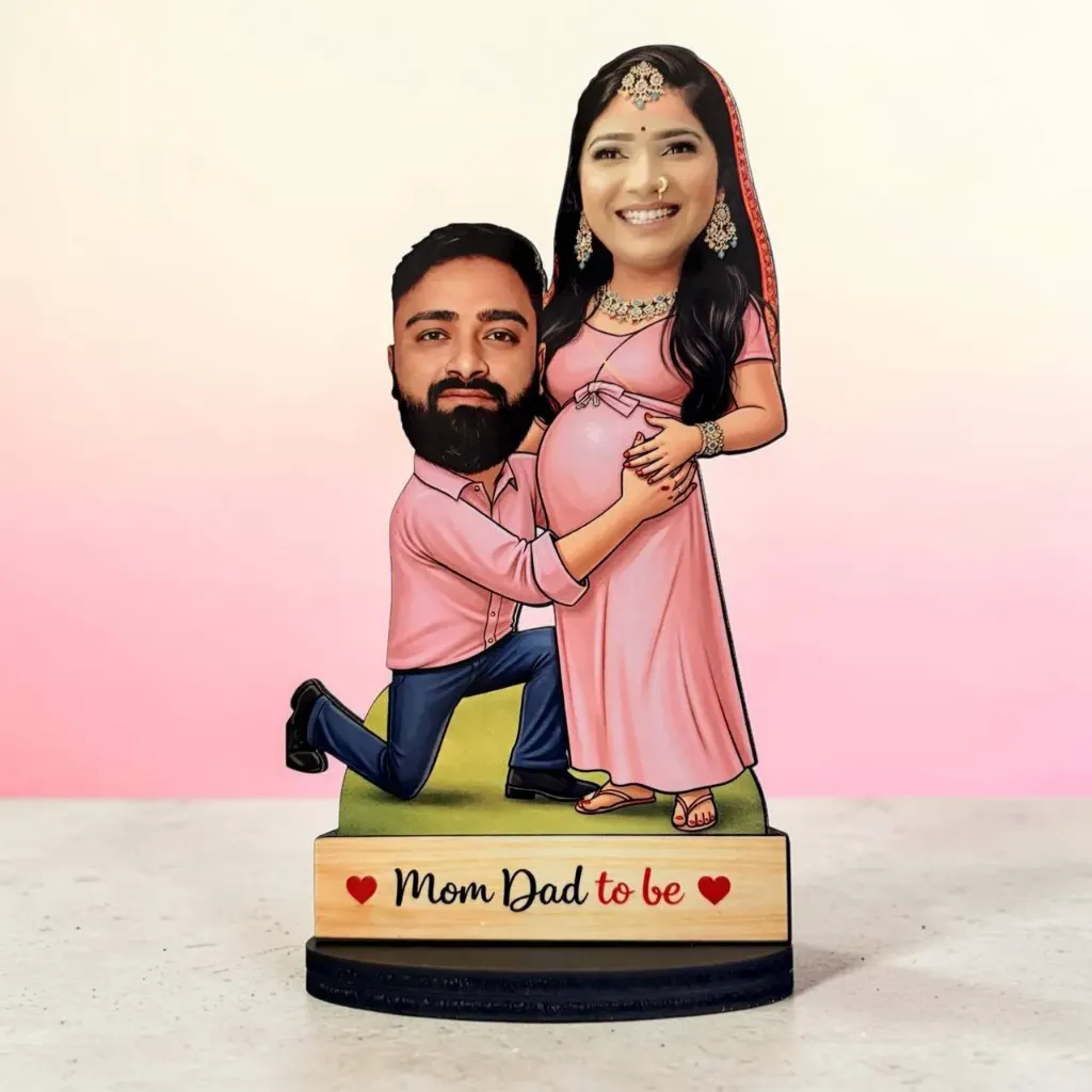 [MOM DAD TO BE P-Size-6 Inch] Mom Dad To Be Personalized Caricature Standee (6 Inch)