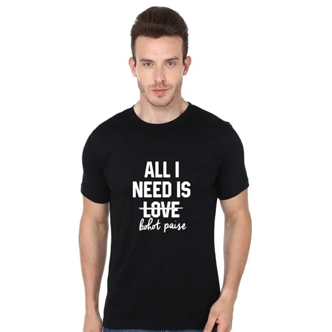 [FUNNY GRAPHIC P-Size-S,Color-Black] Funny Graphic Printed Trending Quotes Tshirt for Men (S, Black)