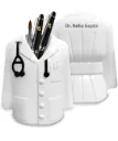 Doctor's Lab Coat Pen Stand, Personalized White ABS Plastic, 13 x 12 cm