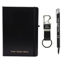Personalised Business, Travelling Gift Set with Notebook, Keychain and Pen, Black