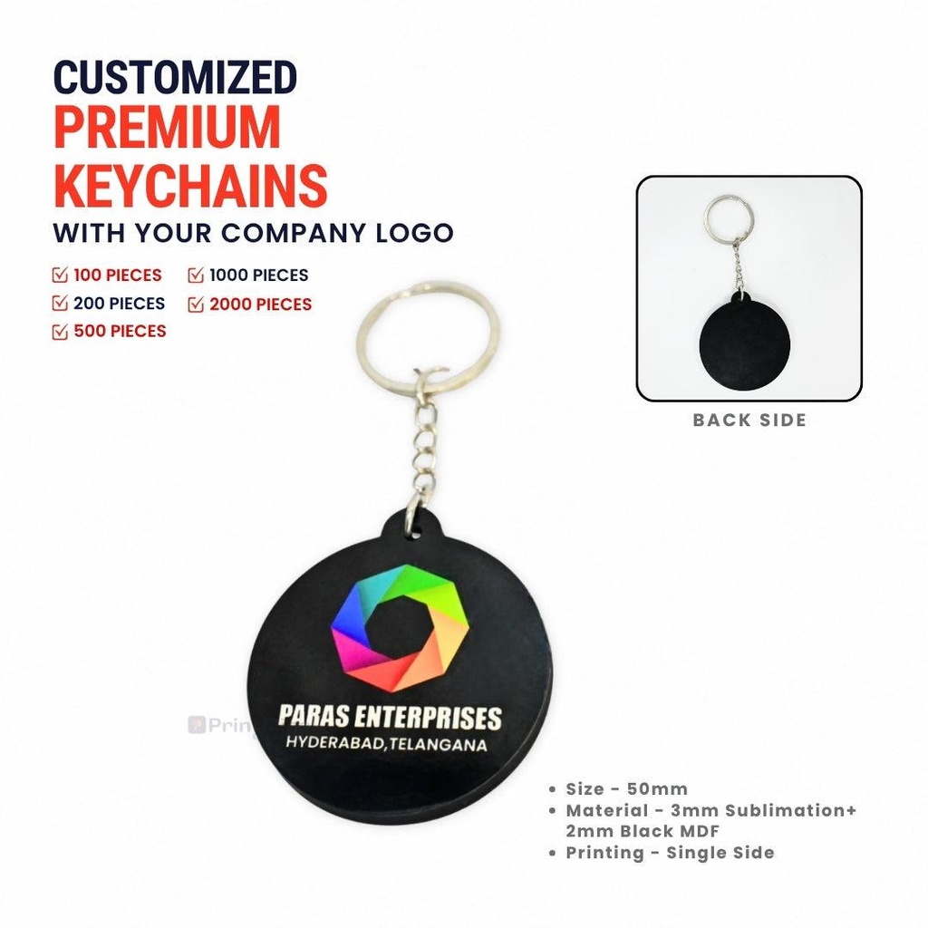 Premium Customized Keychains | Best for Brand Promotion (Circle, 100 Pieces)