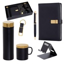 Zuraiq 6-in-1 Combo Gift Set with 500ml Steel Bottle, Coffee Mug, Mobile Stand, Ball Pen, Keychain, A5 Diary, Black/Gold