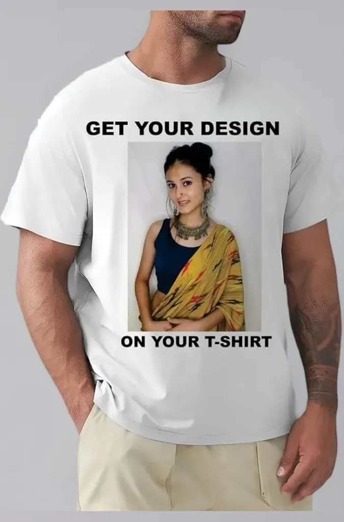 [ROUND NECK T-SH-Size-S,Pattern-Single Side] Round Neck T-shirts (Polyster) Customize with Your Text, Image, Print Your Design (S, Single Side)