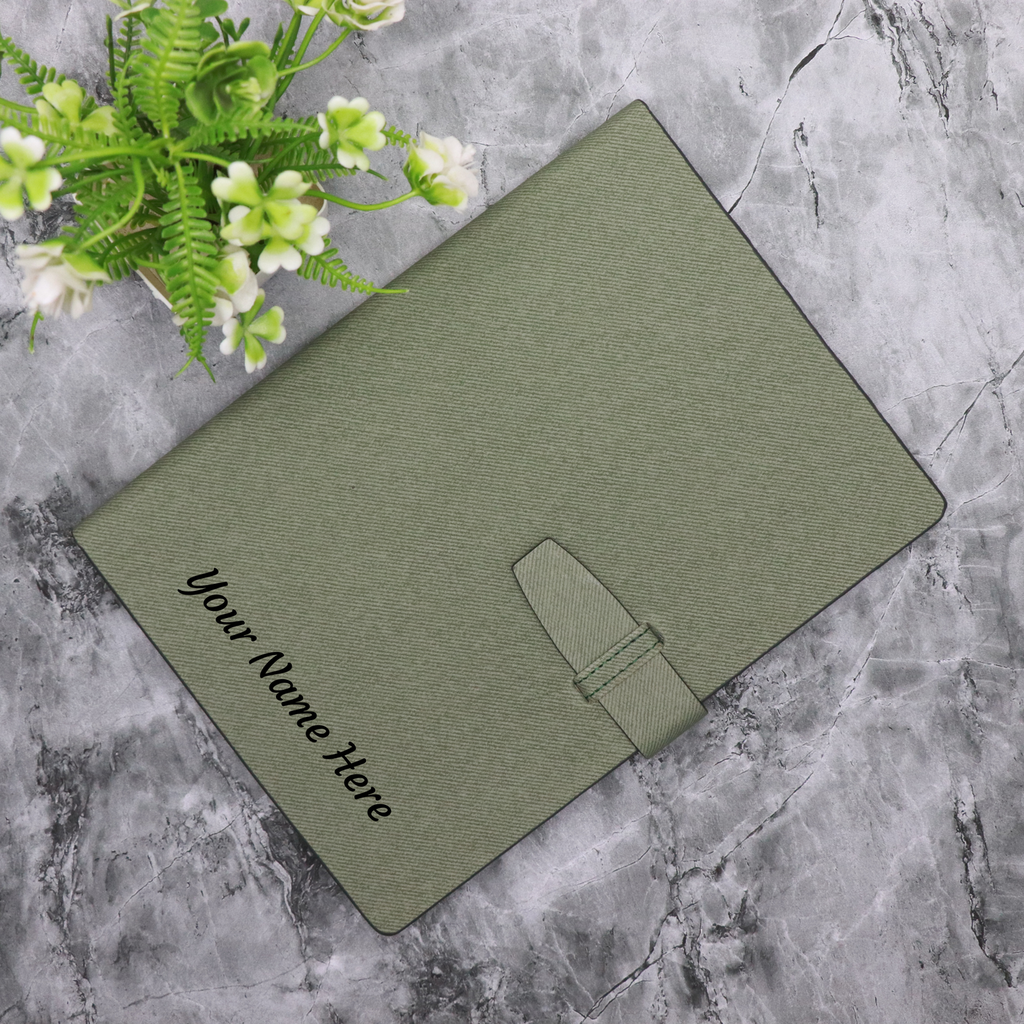 [ZURAIQ'S CUSTOM-] Zuraiq's Customized Diary for Gifting, Green Hardbound Fabric Diary with Fabric Lock, 192 Pages