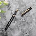 Zuraiq Customizable Metal Pen, Black with Golden Accents, Magnetic Cap, Roller Gel Ink