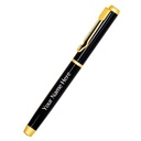 Zuraiq Customizable Metal Pen with Laser Engraving, Black and Gold, Magnetic Cap, Roller Gel Ink