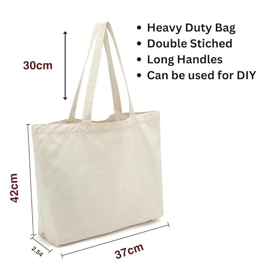 Zuraiq Reusable Grocery Bags, Cotton Canvas Tote Bags for Shopping, Travel, Beach, Camping, Outdoor Activities, 16.5" x 14.5", Handle Length 12", Set of 10, Environment Friendly