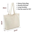 Zuraiq Reusable Grocery Bags, Cotton Canvas Tote Bags for Shopping, Travel, Beach, Camping, Outdoor Activities, 16.5" x 14.5", Handle Length 12", Set of 10, Environment Friendly